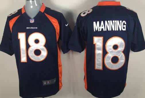 NFL Denver Broncos 18 Peyton Manning Authentic Blue Game Jersey